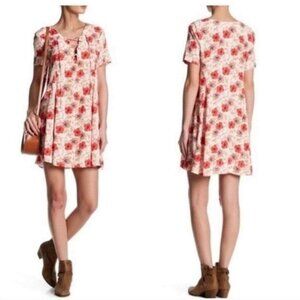 ASTR The Label Hibiscus Floral Lace-Up Mini Babydoll Dress - M